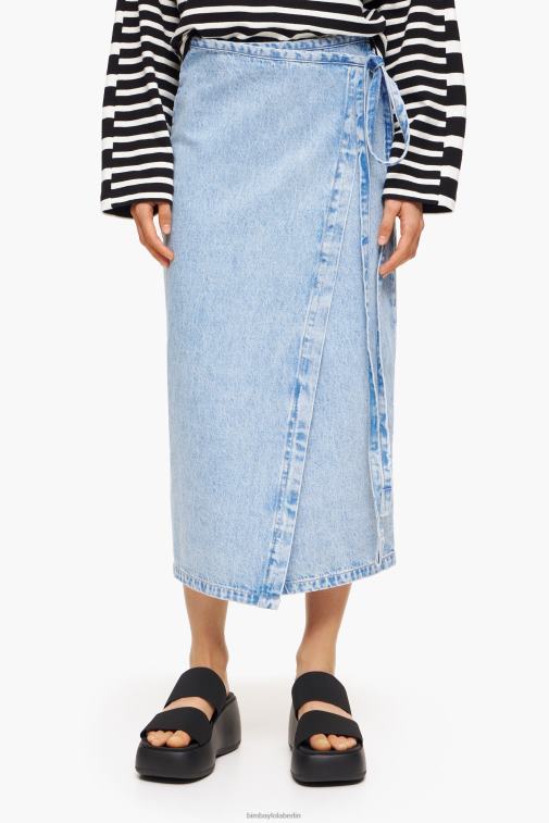 Bimba Y Lola 6L4TT465 Kleidung Blau Denim-Midi-Wickelrock