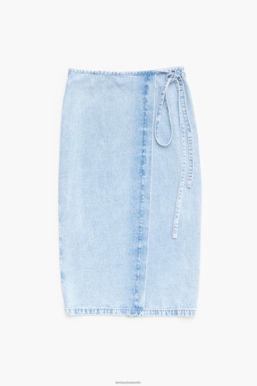 Bimba Y Lola 6L4TT465 Kleidung Blau Denim-Midi-Wickelrock