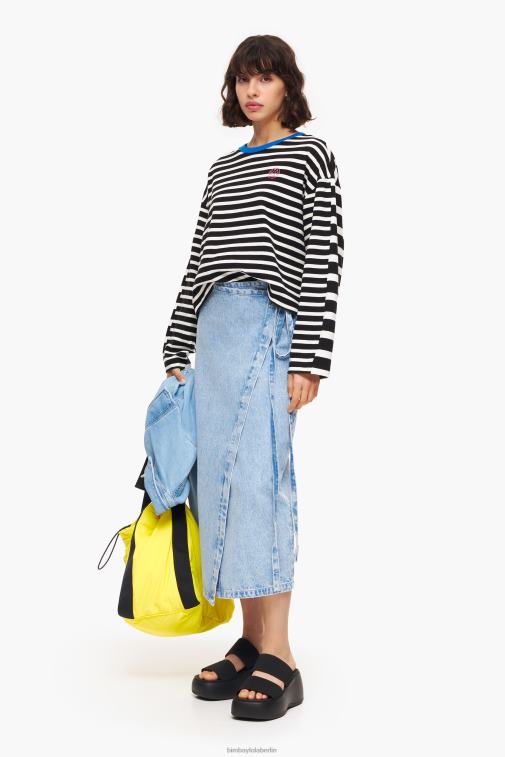 Bimba Y Lola 6L4TT465 Kleidung Blau Denim-Midi-Wickelrock