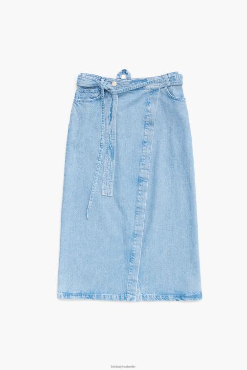 Bimba Y Lola 6L4TT527 Kleidung Blau Midi-Wickelrock aus Denim