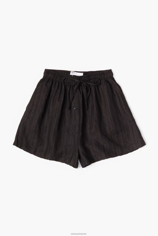 Bimba Y Lola 6L4TT401 Kleidung Schwarz Bermudashorts aus Leinen