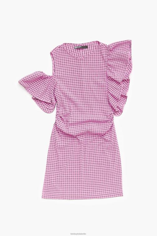 Bimba Y Lola 6L4TT238 Kleidung Rosa Kariertes, tailliertes Minikleid