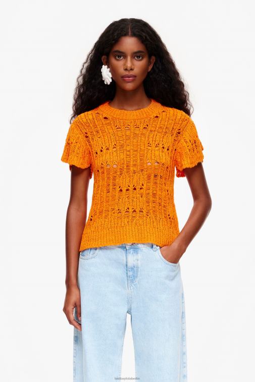 Bimba Y Lola 6L4TT356 Kleidung orange durchbrochener Pullover