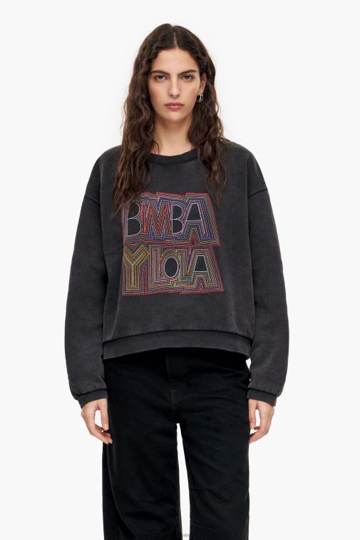 Bimba Y Lola 6L4TT500 Kleidung Schwarz Kastenförmiges Sweatshirt