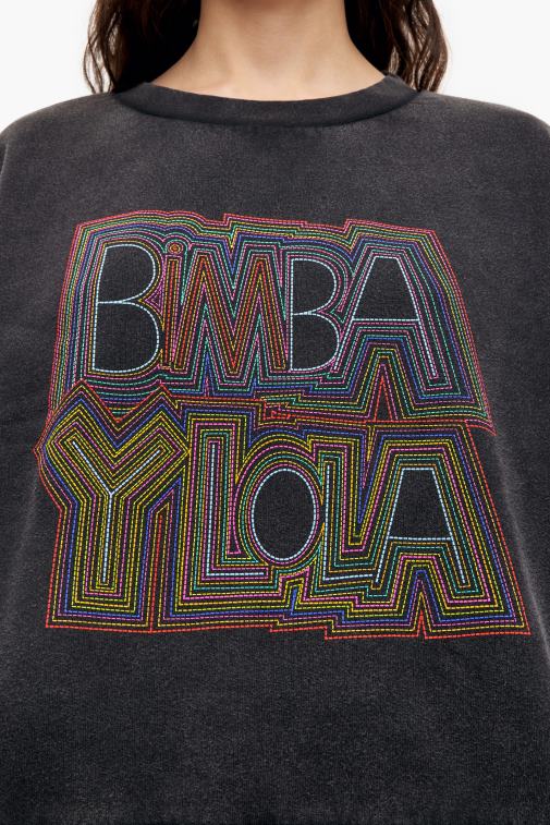 Bimba Y Lola 6L4TT500 Kleidung Schwarz Kastenförmiges Sweatshirt