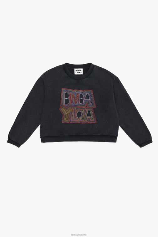 Bimba Y Lola 6L4TT500 Kleidung Schwarz Kastenförmiges Sweatshirt