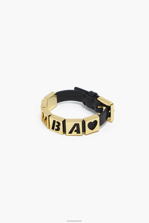 Bimba Y Lola 6L4TT659 Zubehör Schwarz Lederarmband mit Buchstaben