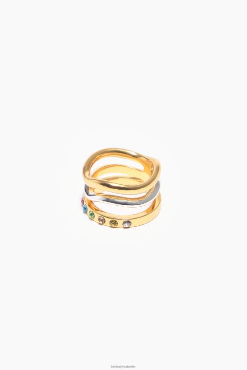 Bimba Y Lola 6L4TT843 Zubehör Mehrfarbig Dreireihiger Ring mit Kristallen